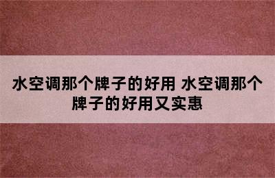 水空调那个牌子的好用 水空调那个牌子的好用又实惠